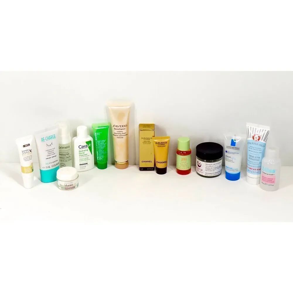 Chanel Shiseido Murad La Roche-Posay Bliss Clarins Peter Roth 13 pc Travel Lot